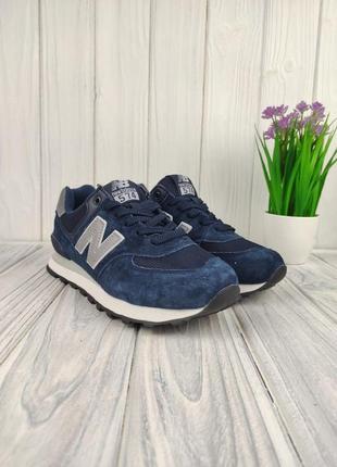 New balance 574 navy silver3 фото