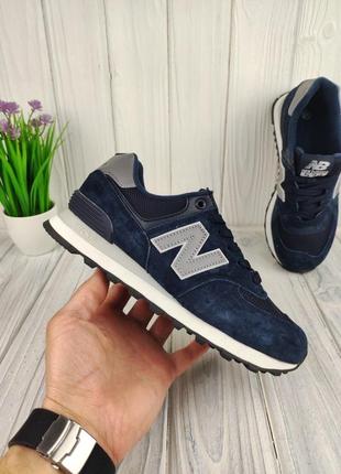 New balance 574 navy silver1 фото