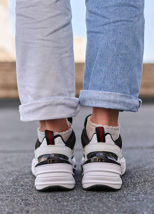 Nike m2k tekno black white “red logo”3 фото