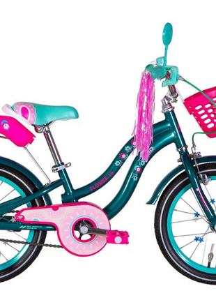 Велосипед сталь 16 formula flower premium рама-8.5" темно-зелений з багажником для ляльок з корзиною pl з крылом st 2024