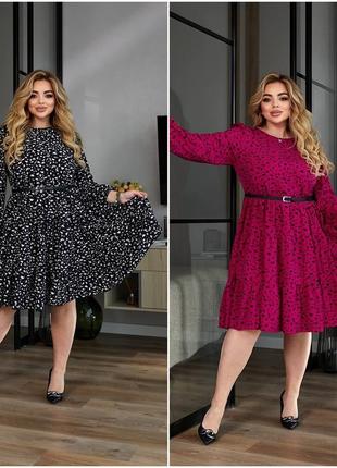 Летнее красивое платье с длинынми рукавами из софта размеры батал