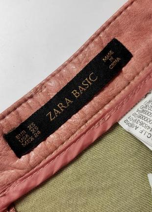 Спідниця жіноча коротка рожевого кольору під шкіру від бренду zara xs3 фото