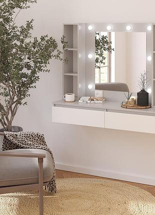 Туалетний столик підвісний з підсвіткою 1000х1200х400 мм сірий/білий
