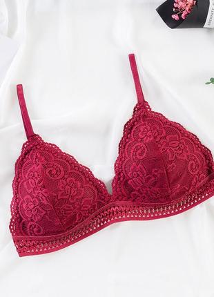 Бюстгальтер легкий, романтический французский дизайн бордо