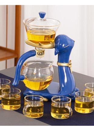 Магнитный поцелуй оленёнок синий + 6 чашек   , сервиз ленивый чай , заварник