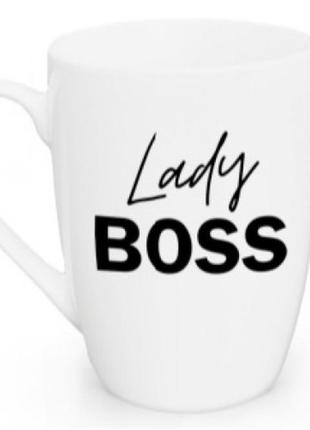 Кухоль 360 мл. kvarta lady boss black капучіно + подарункова коробка