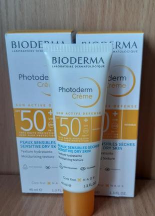 Bioderma photoderm cream spf50+ сонцезахисий крем ля чутливої шкіри