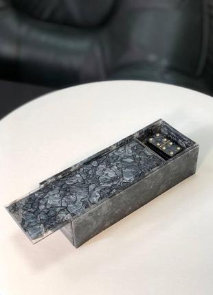 Домино из эпоксидной смолы в коробке для хранения, 46×23×8 см, арт.400201