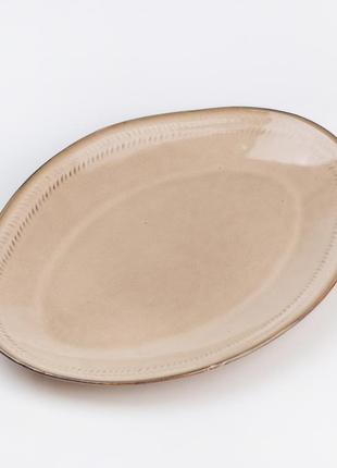 Тарелка плоская овальная керамическая обеденная 33.5х23 см