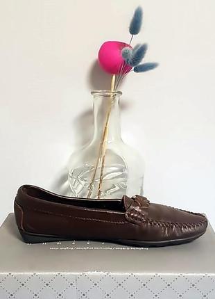 Туфли лоферы мокасины коричневые кожаные женские george 38р uk 53 фото