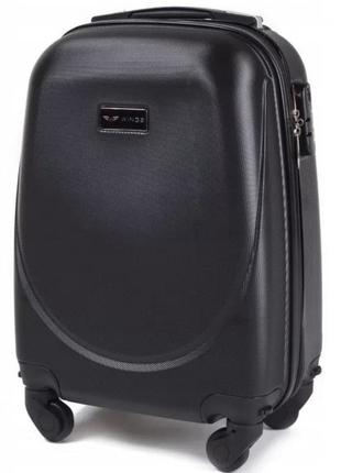 Дорожный чемодан пластиковый на 4 колесах wings 310 черный размер xs(мини) для ручной клади
