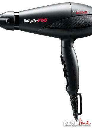 Фен для волосся з іонізацією babyliss pro bab6250ie black star ionic 2200 вт чорний