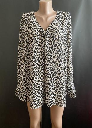 Леопардовая блузка большой размер трендовая блузка1 фото