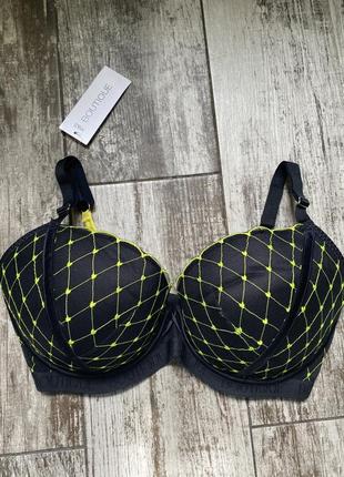 M&s boutique black mix lucia heart embroidery wired plunge bra1 фото
