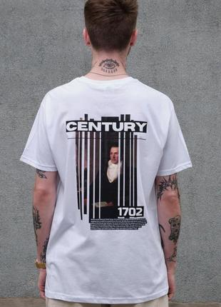 Мужская оверсайз футболка с принтом without century white2 фото