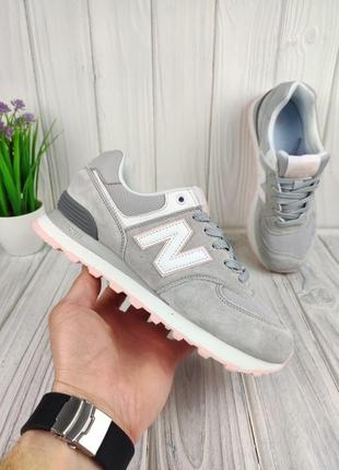 New balance 574 l.gray pink1 фото