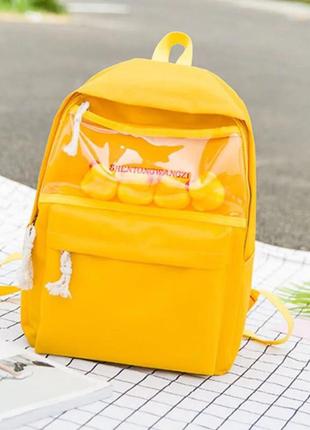 Молодіжний рюкзак з качечками жовтий transparten (av178)