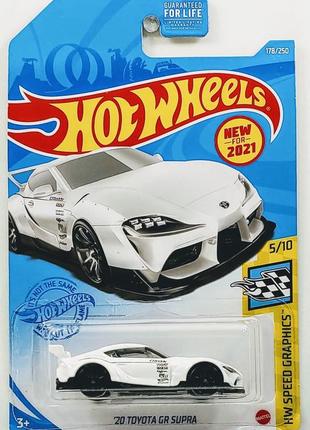 Машинка hot wheels - '20 toyota gr supra - 2021 speed graphics (#178) white - grx20