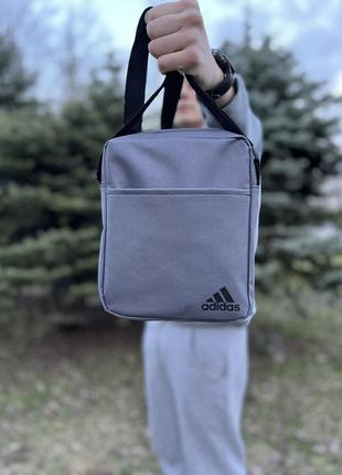 Барсетка adidas сіра / чоловіча спортивна сумка через плече адидас / сумка adidas