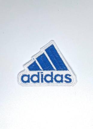 Нашивка термо adidas адідас 45x55 мм (біла/синя)