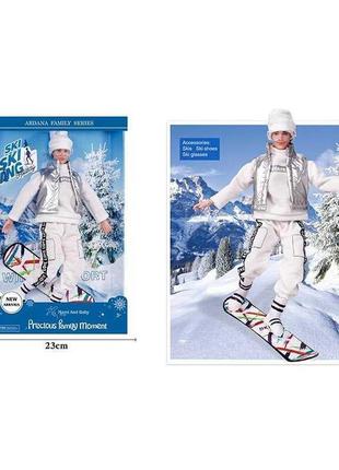 Лялька a 806 a (48/2) "лижник", висота 30см, сноуборд, знімний одяг, окуляри, в коробці