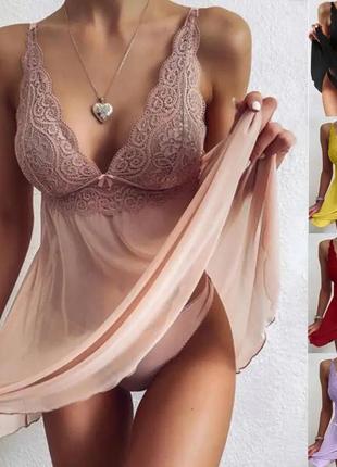 Мереживний пеньюар, пеньюар з мережива, піжама для дому, сорочка сексуальна, мереживний халатик легкий домашній