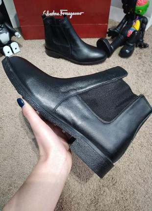 Ботинки zara classic leather boots black