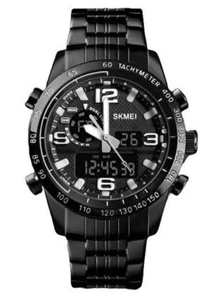 Часы наручные мужские skmei 1453bk black, армейские часы противоударные. цвет: черный