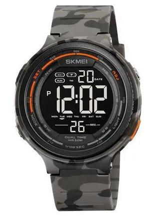 Часы наручные мужские skmei 1841cmgy grey camo, армейские часы противоударные. цвет: серый