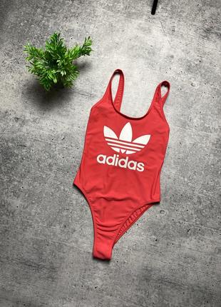 Купальник adidas originals trefoil swimsuit (dust pink)5 фото