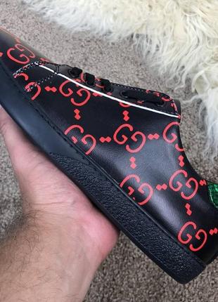 Кроссовки gucci ace sneaker with gg print black