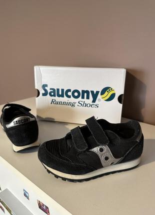 Saucony jazz черные замшевые кроссовки на липучке 28 размер, стелька 18 см