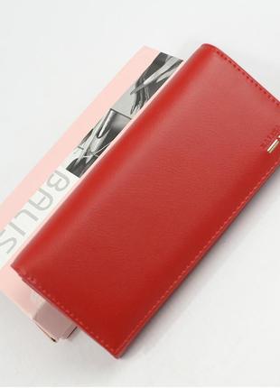 Красный женский кожаный классический кошелек на магнитах1 фото