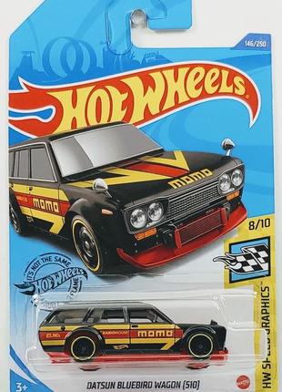 Машинка hot wheels - datsun bluebird wagon (510) - 2020 speed graphics (#146) black - momo - ghf35
