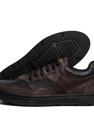 Шкіряні літні кросівки перфорація nike колір чорний, коричневий