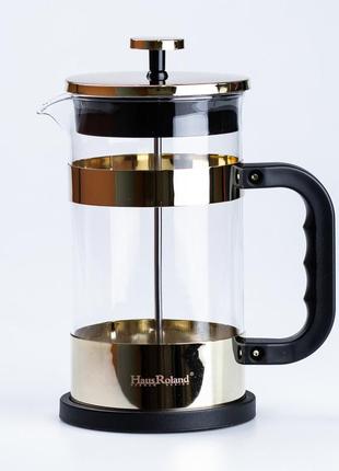 Заварник для чая 1 литр френч пресс для кофе чайник для заварки чая золотой svitsmart