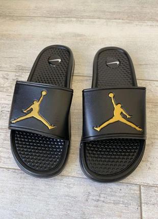 Шлепки jordan slide sandal logo gold/black