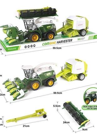 Комбайн іграшковий 86-6044 інерція, начіпне обладнання, причіп, в слюді