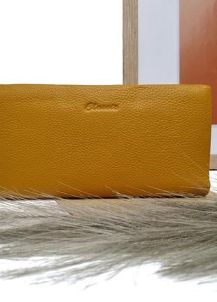 Шкіряний гаманець на блискавці жовтий арт.2203-9916a-16 yellow genuine leather (китай)