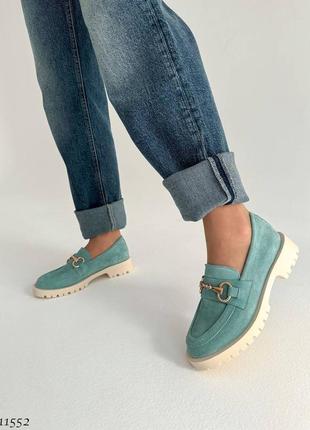 Туфлі лофери зелені2 фото