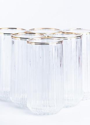 Стакан для воды и сока высокий 6 штук стеклянный прозрачный (стаканы)