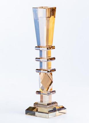 Свічник 25 (см) скляний високий на стіл переносний на 1 свічку (підсвічники)