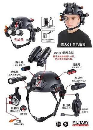 Шлем  запускатель, фонарик, лазер, микрофон и динамик, бинокль, подсветка yc-m 14 a