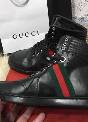 Ботинки gucci high top snake embroidered sneaker black7 фото