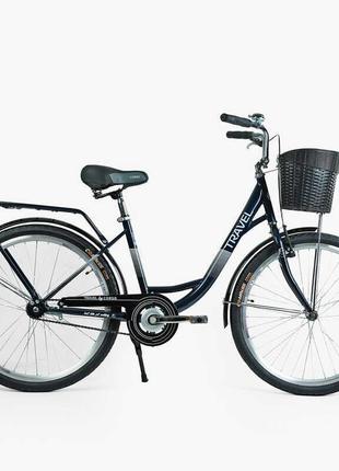 Велосипед міський corso "travel" 26" tr-2470 колір темно-зелений, одношвидкісний, сталева рама 16.5"