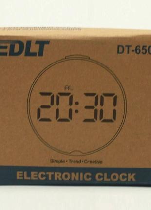 Дзеркальний led годинник dt-6505 white з будильником та термометром5 фото