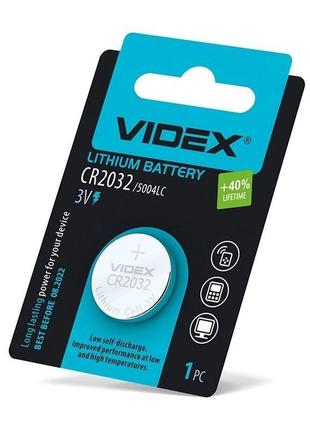 Батарейка літієва videx cr-2032 5шт, 1 штука в блістері