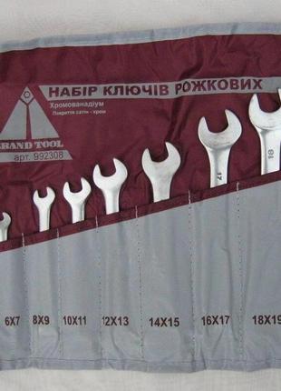 Набор ключей 8 единиц grand tool (брезент)