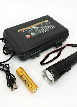 Тактичний ліхтар police bl-a92-p50, сильний ліхтарик, світлодіодний ліхтарик ручний акумуляторний портативний