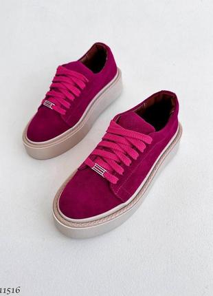 Кросівки кеди рожеві замш6 фото